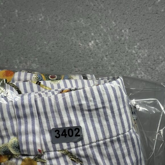 River Island Midi Skirt Womens Size 10 Blue White Stripe Floral Pockets Slit - Picture 12 of 12